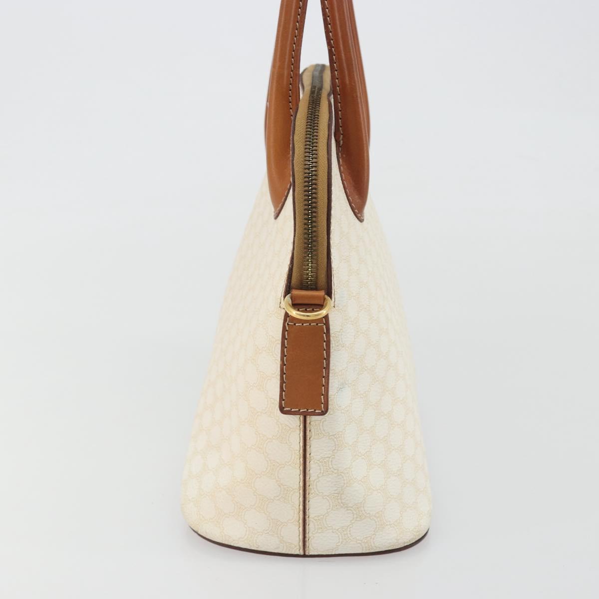 CELINE Macadam Canvas Hand Bag PVC Leather White Gold Auth ep15611