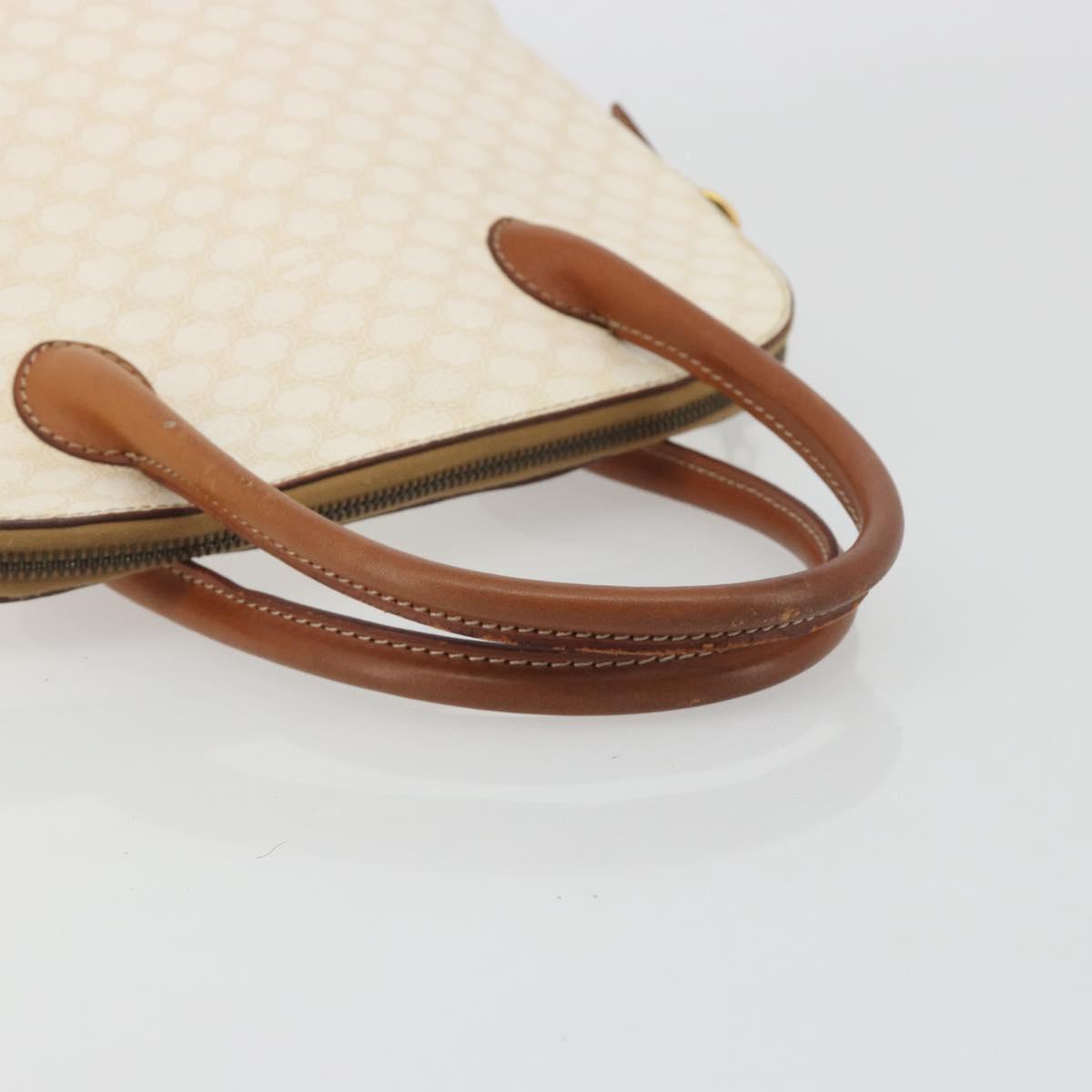 CELINE Macadam Canvas Hand Bag PVC Leather White Gold Auth ep15611
