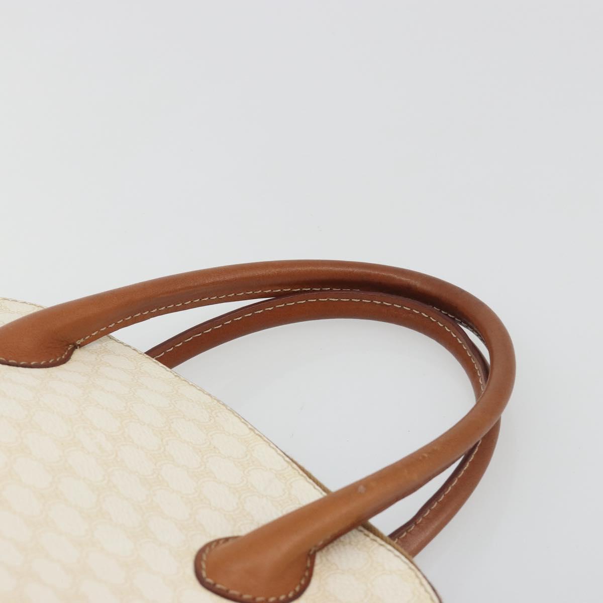 CELINE Macadam Canvas Hand Bag PVC Leather White Gold Auth ep15611