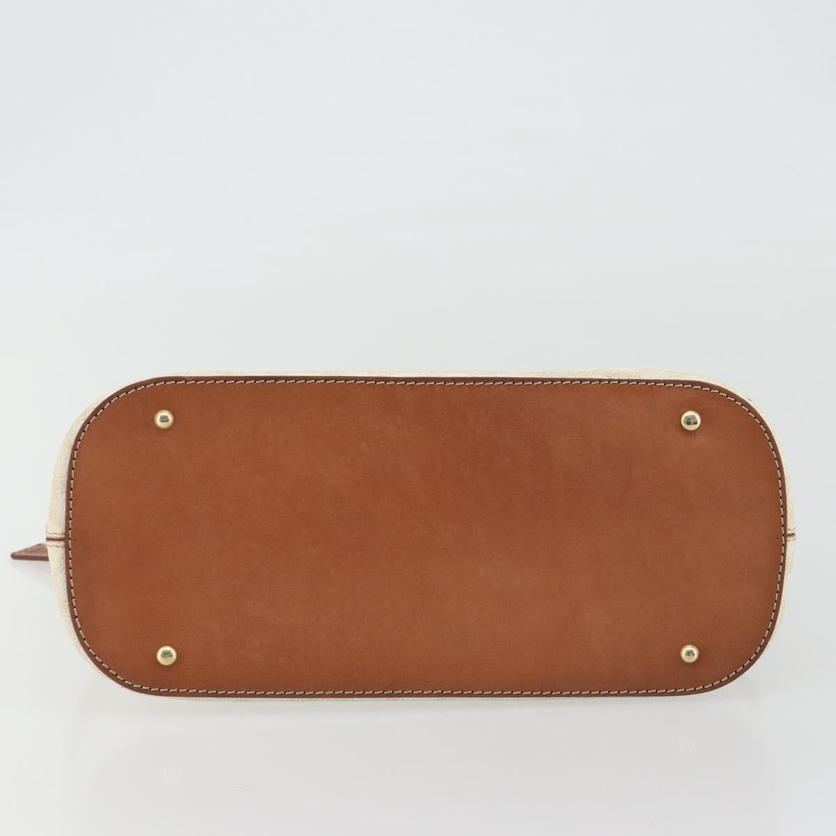 CELINE Macadam Canvas Hand Bag PVC Leather White Gold Auth ep15611
