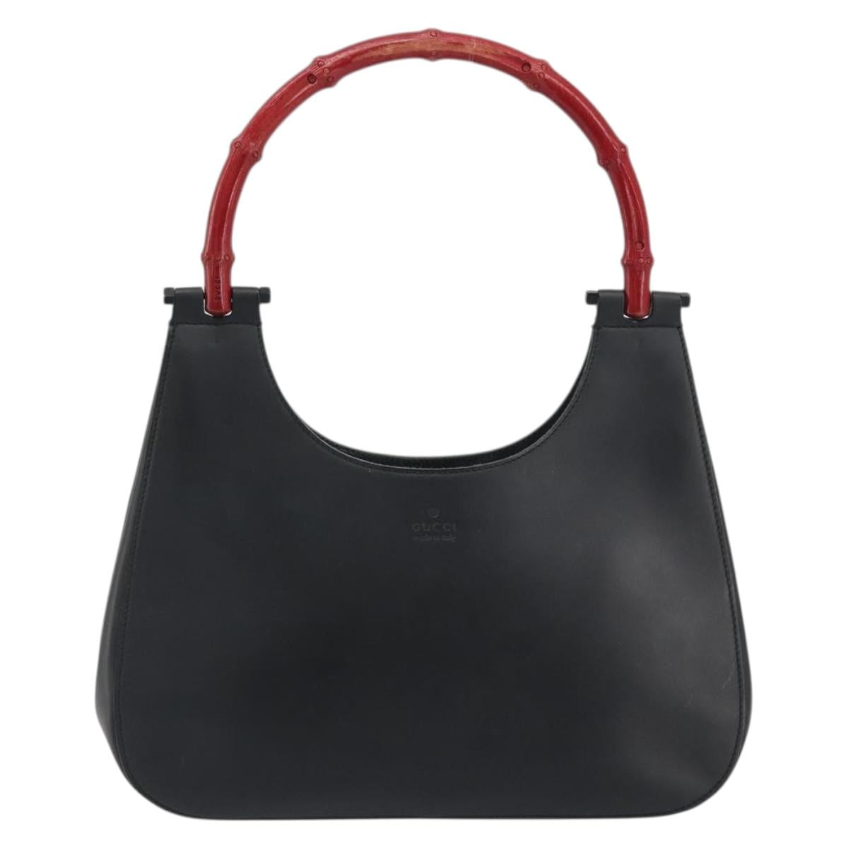 GUCCI Bamboo Hand Bag Leather Black 001 3761 Auth ep15613A