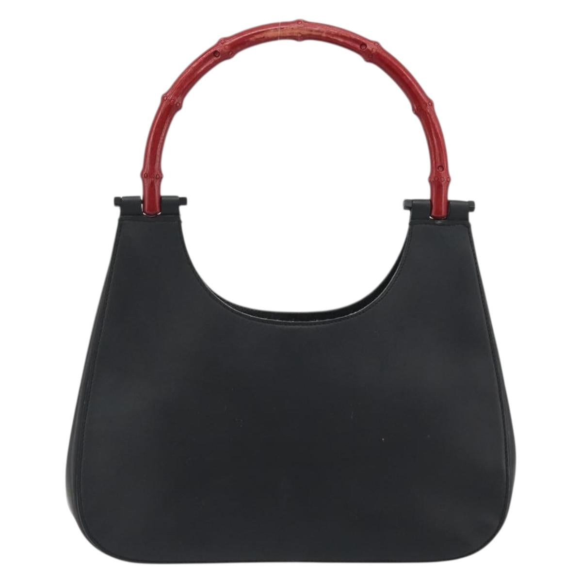 GUCCI Bamboo Hand Bag Leather Black 001 3761 Auth ep15613A