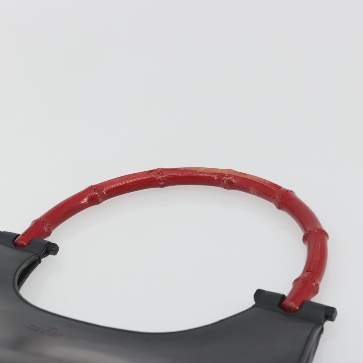 GUCCI Bamboo Hand Bag Leather Black 001 3761 Auth ep15613A