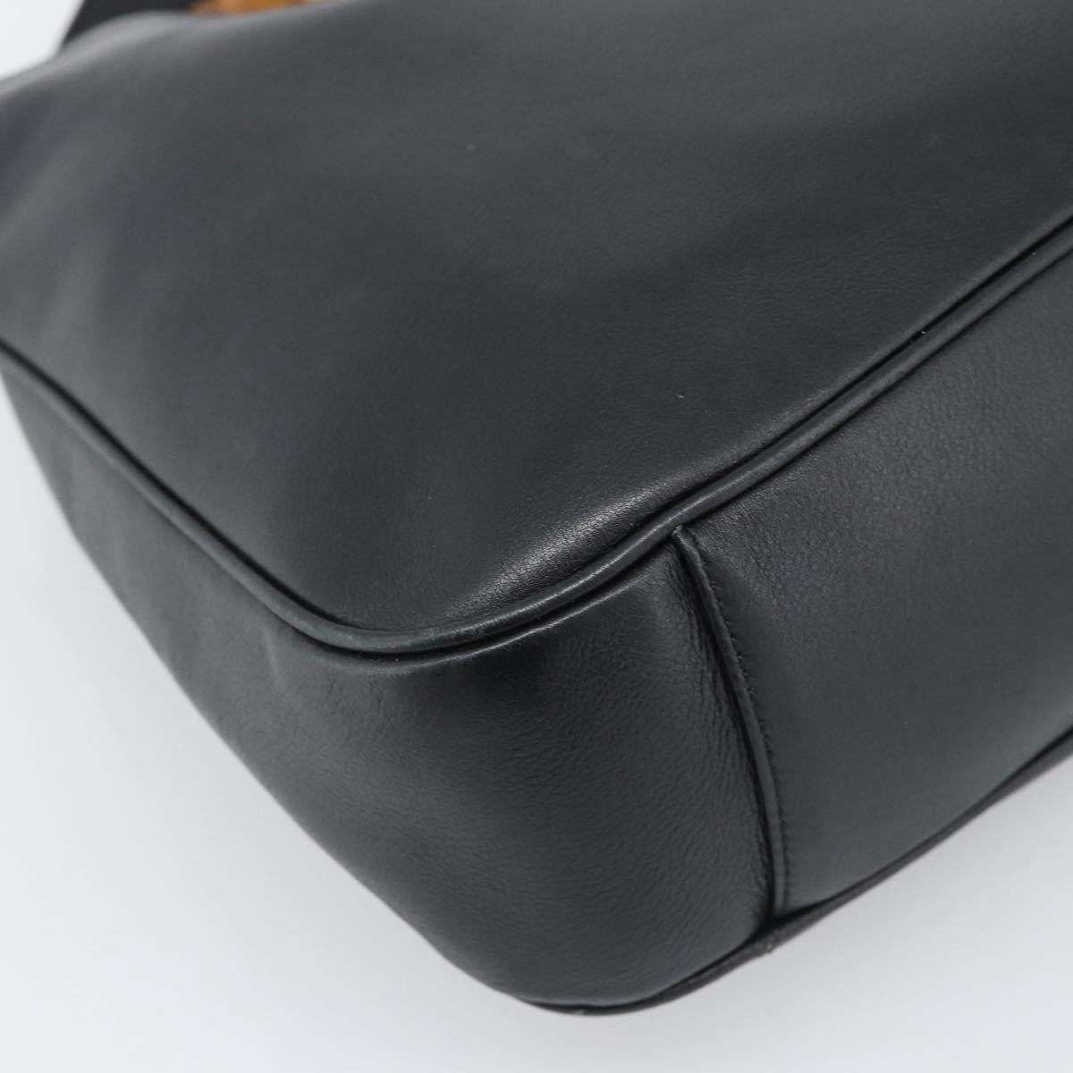 GUCCI Bamboo Shoulder Bag Leather 2way Black Gold 001 1638 3754 Auth ep15614