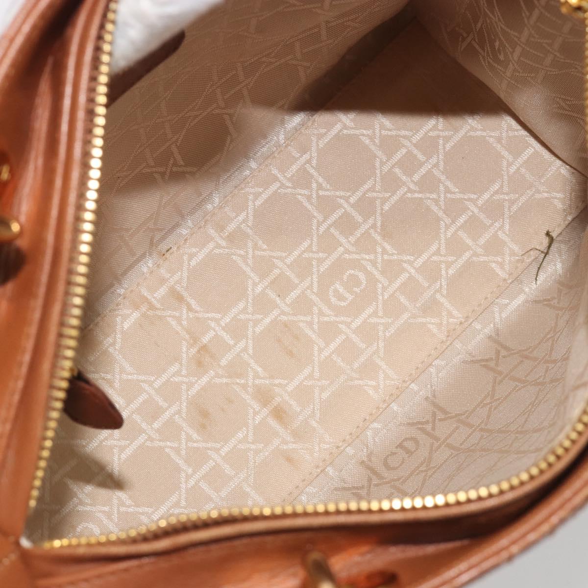 Christian Dior Lady Dior Canage Hand Bag Lamb Skin 2way Brown Gold Auth ep15615V