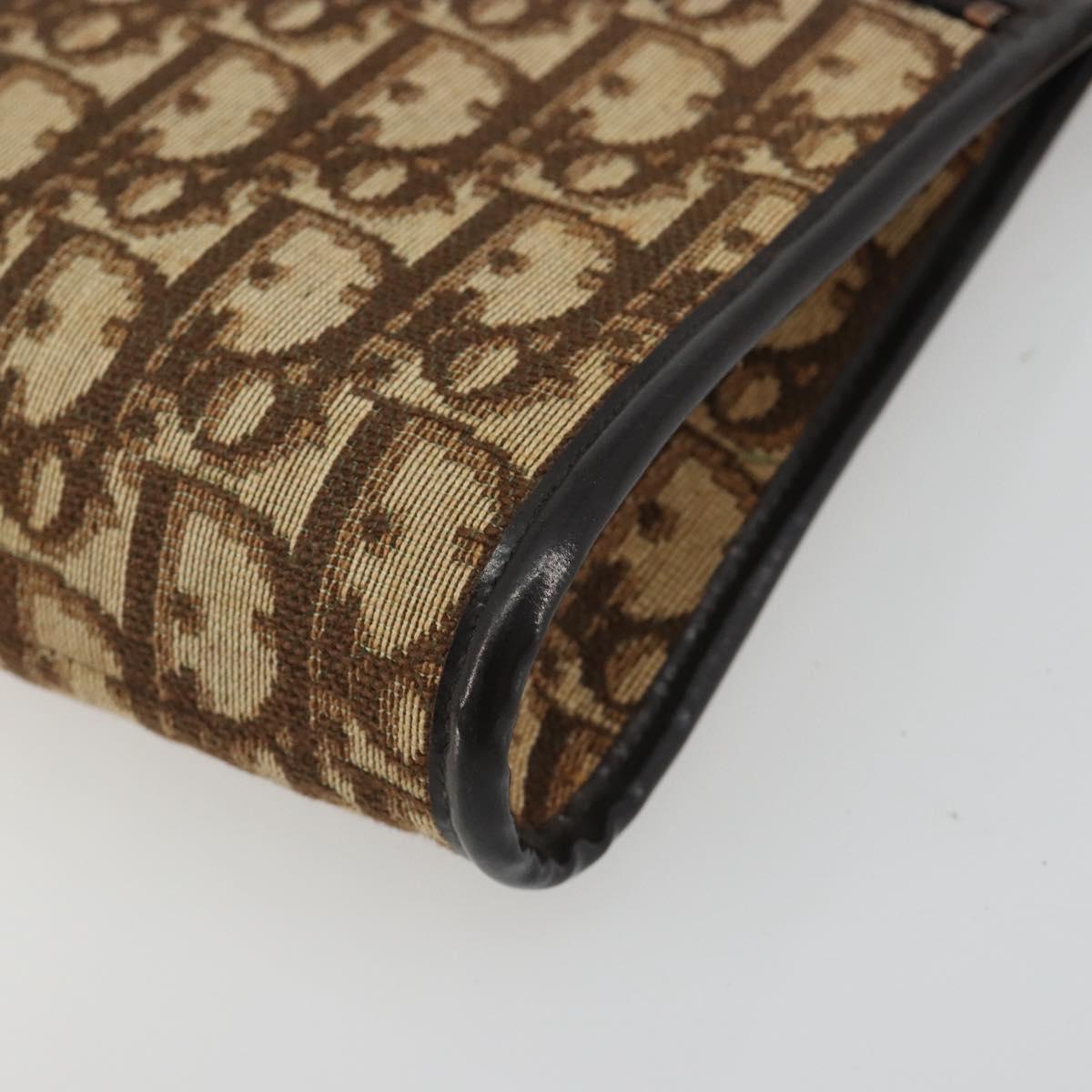 Christian Dior Trotter Canvas Shoulder Bag Beige Gold Auth ep15620A