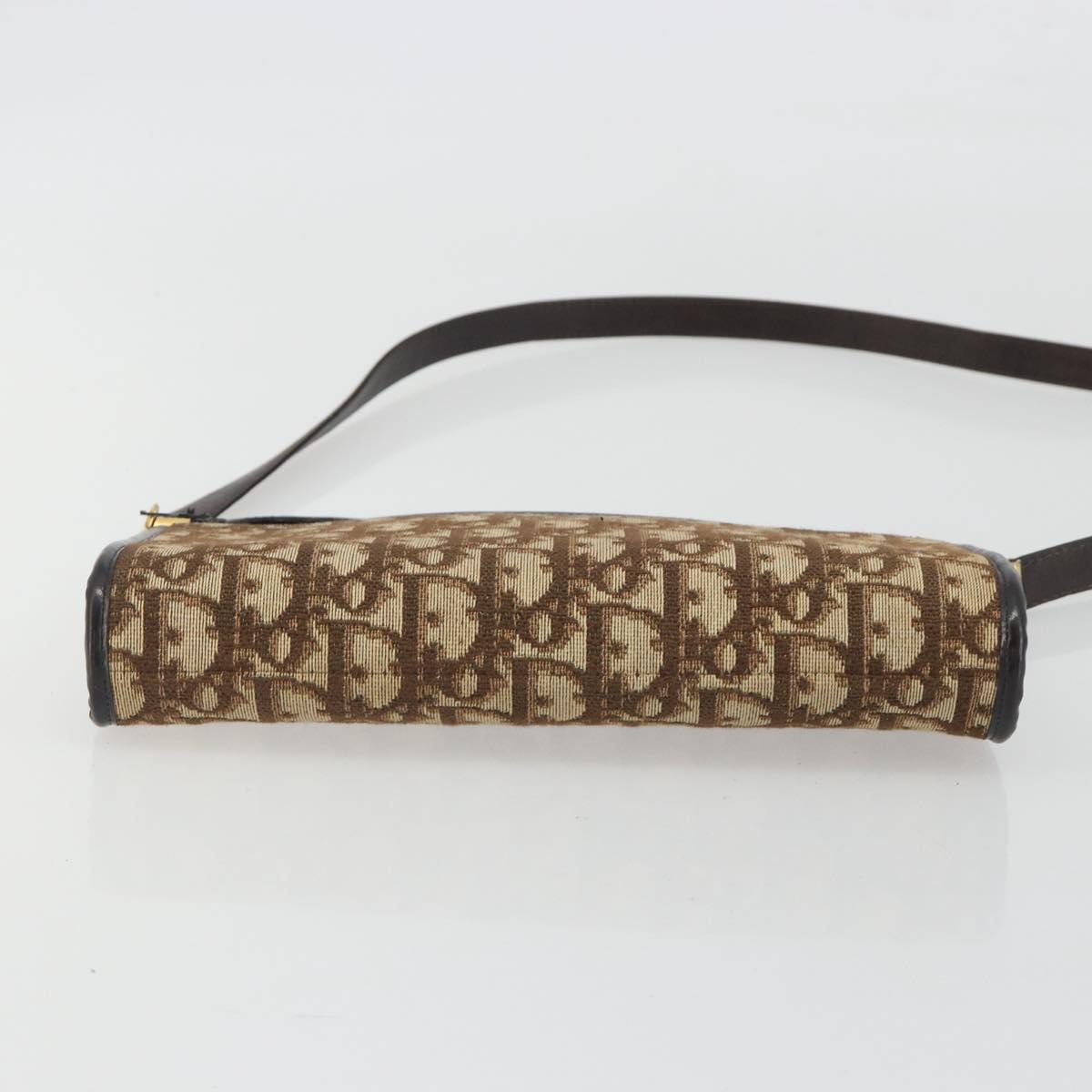 Christian Dior Trotter Canvas Shoulder Bag Beige Gold Auth ep15620A
