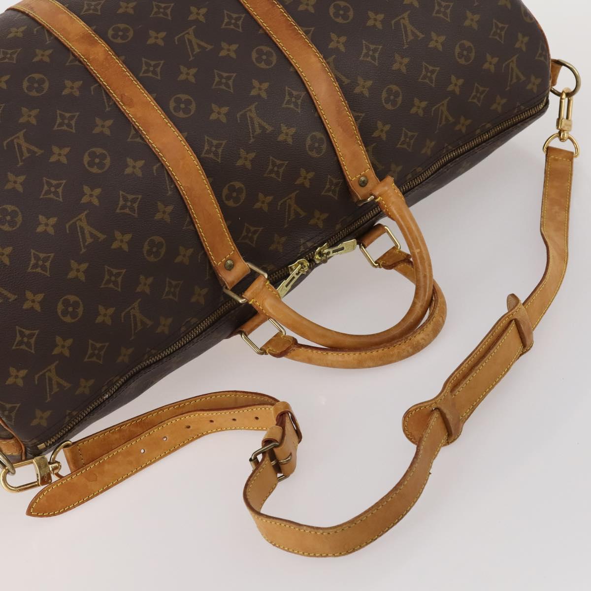 LOUIS VUITTON Monogram Keepall Bandouliere 55 Boston Bag M41414 LV Auth ep15622