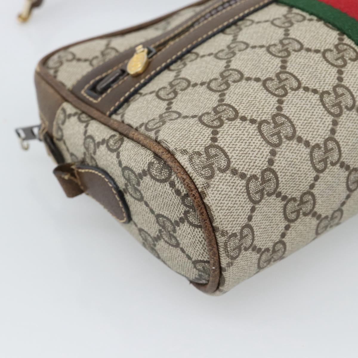 GUCCI GG Supreme Web Sherry Line Shoulder Bag PVC Beige Gold Auth ep15625