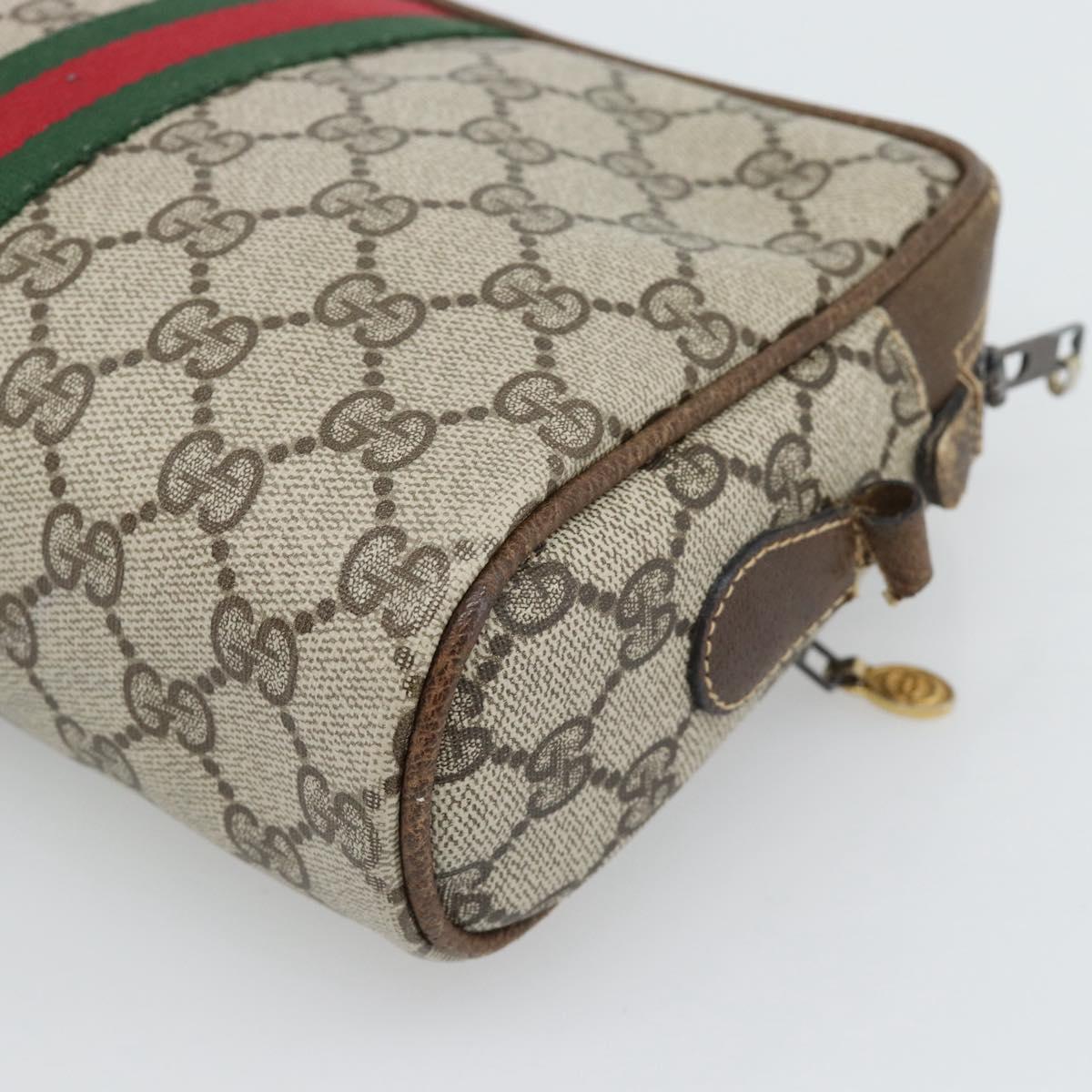 GUCCI GG Supreme Web Sherry Line Shoulder Bag PVC Beige Gold Auth ep15625