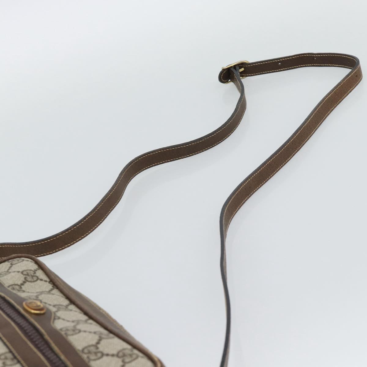 GUCCI GG Supreme Web Sherry Line Shoulder Bag PVC Beige Gold Auth ep15625