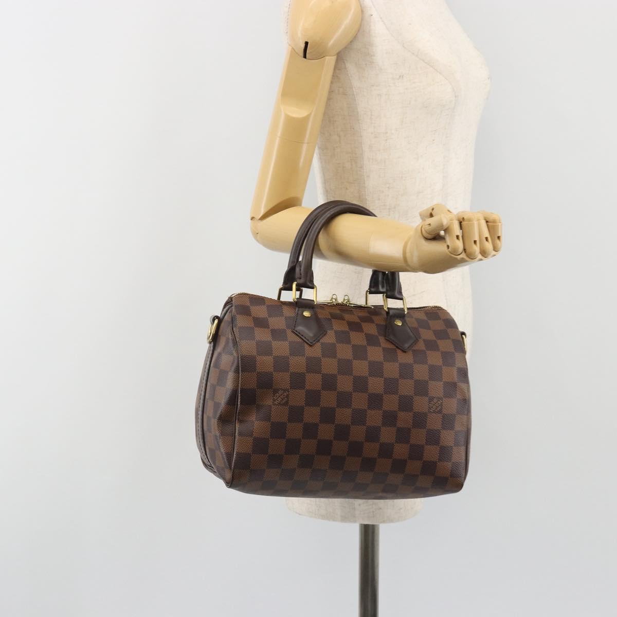 LOUIS VUITTON Damier Ebene Speedy Bandouliere 25 Hand Bag N41368 Auth ep15627V