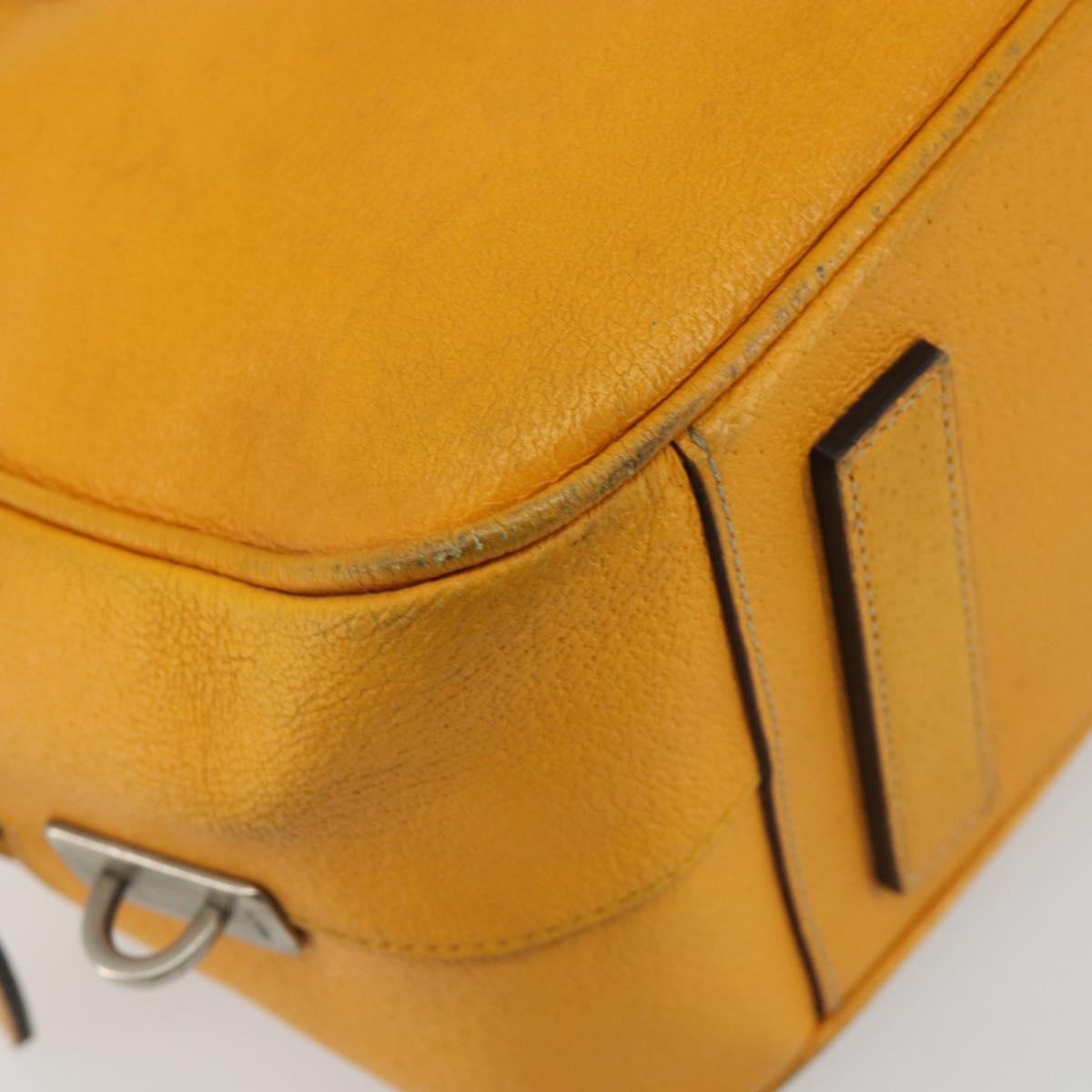 PRADA Hand Bag Leather Yellow Silver Auth ep15629