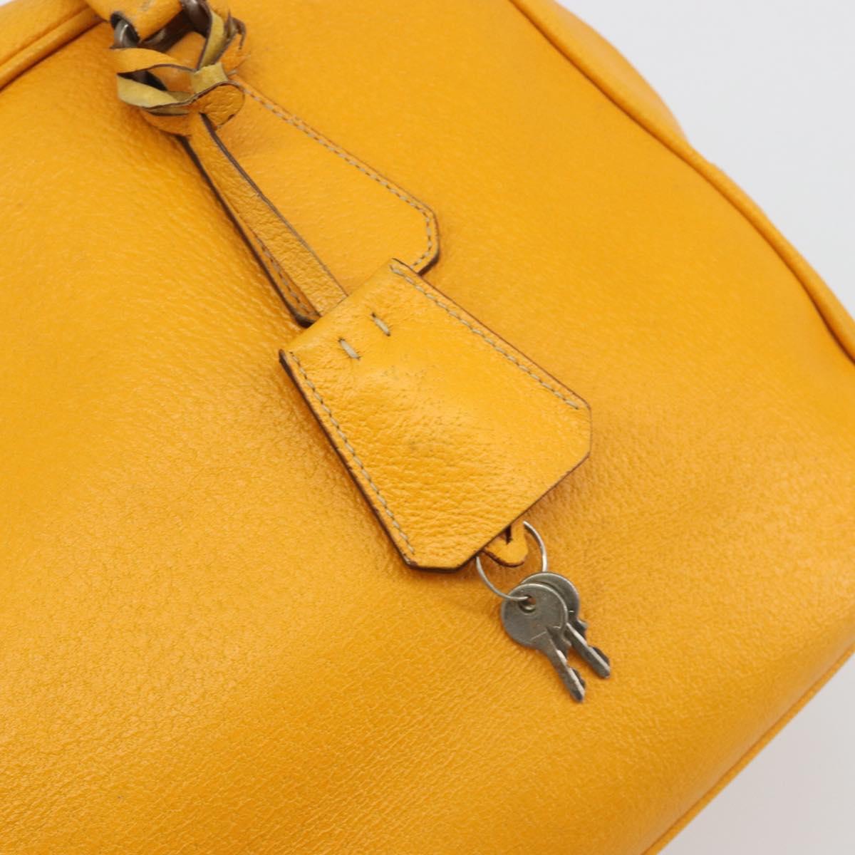 PRADA Hand Bag Leather Yellow Silver Auth ep15629
