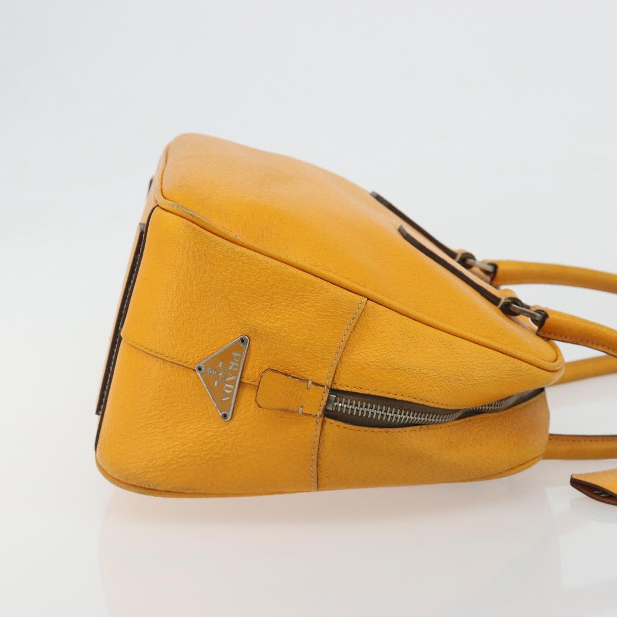 PRADA Hand Bag Leather Yellow Silver Auth ep15629
