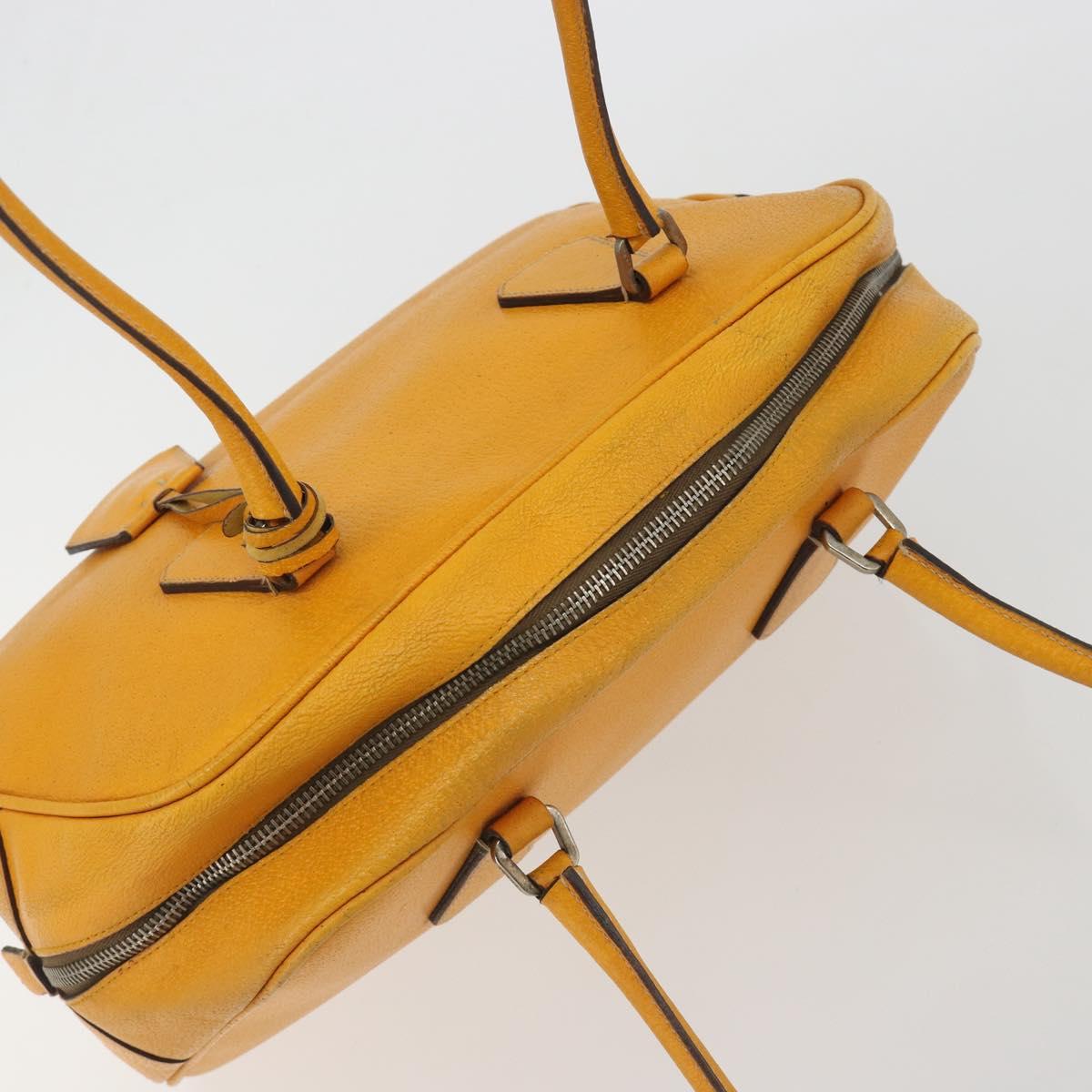 PRADA Hand Bag Leather Yellow Silver Auth ep15629