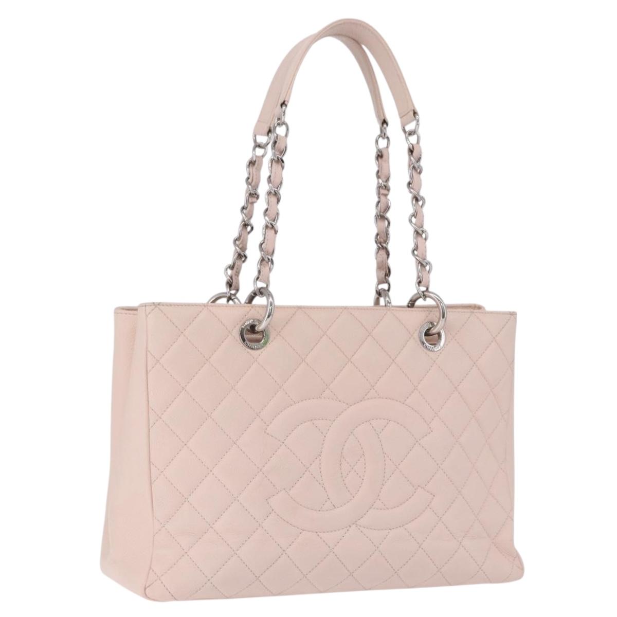 CHANEL Matelasse COCO Mark Chain Tote Bag Caviar Skin Pink CC Auth ep15632V