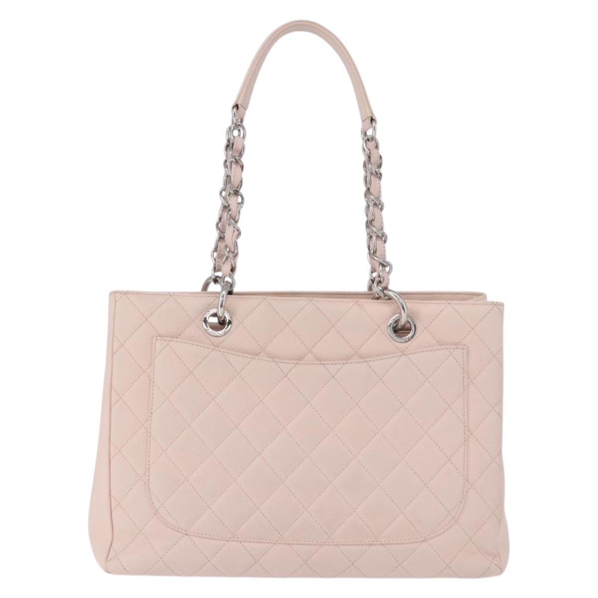 CHANEL Matelasse COCO Mark Chain Tote Bag Caviar Skin Pink CC Auth ep15632V