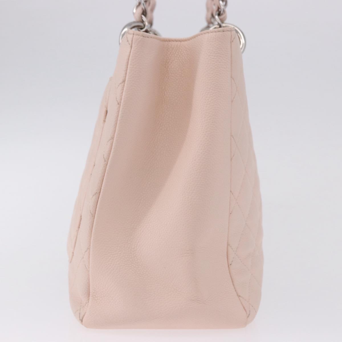 CHANEL Matelasse COCO Mark Chain Tote Bag Caviar Skin Pink CC Auth ep15632V