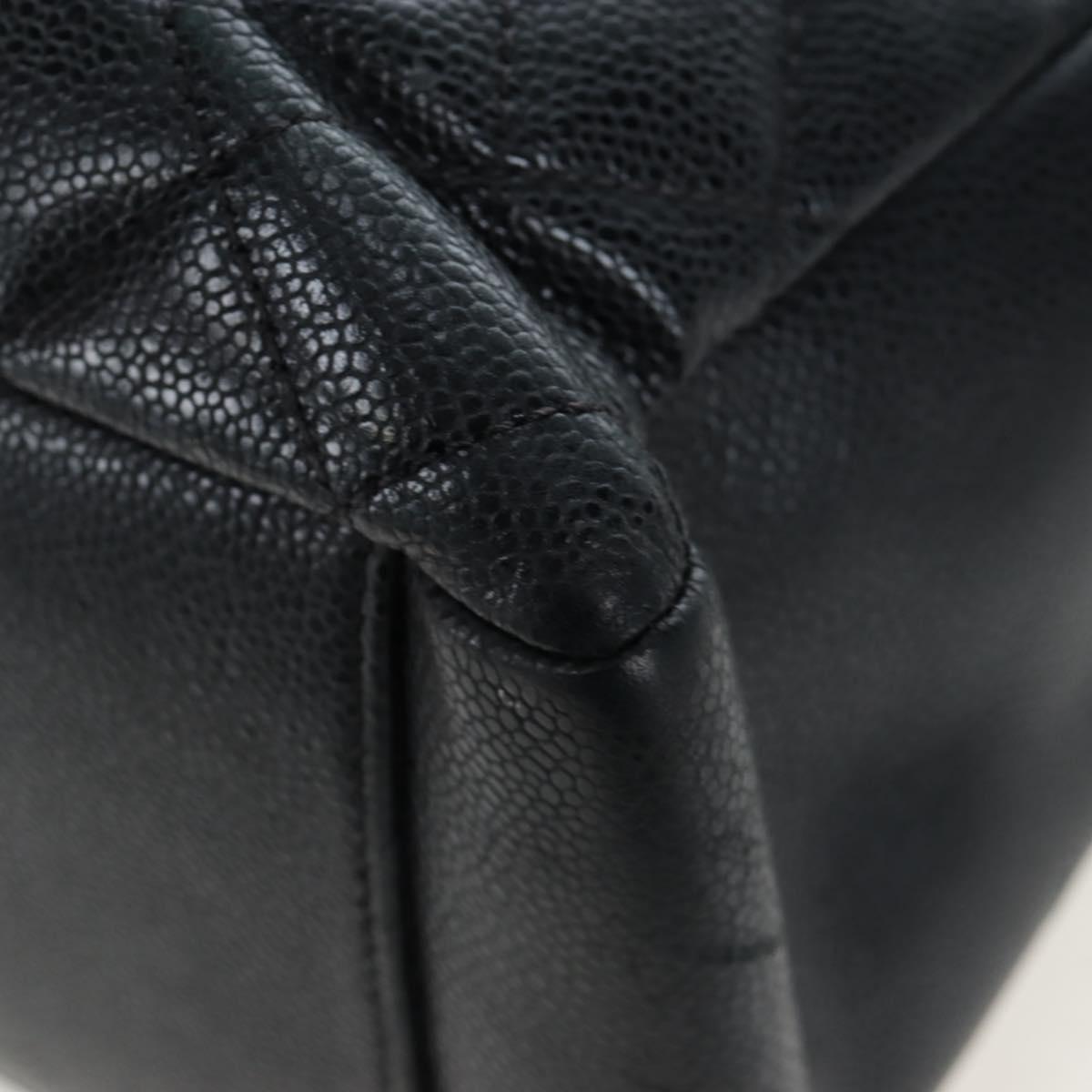 CHANEL Matelasse COCO Mark Chain Bag Caviar Skin Black Silver CC Auth ep15633V