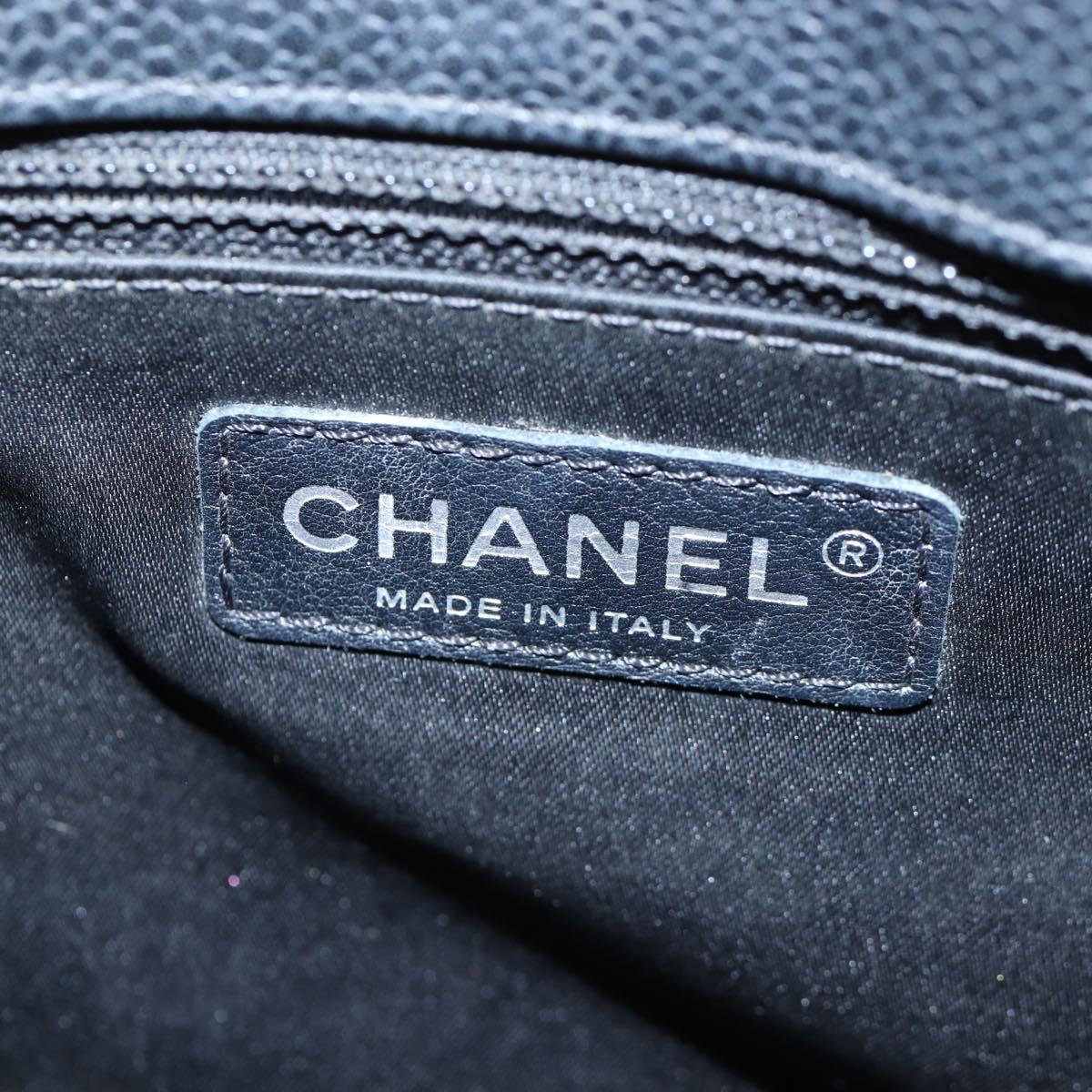 CHANEL Matelasse COCO Mark Chain Bag Caviar Skin Black Silver CC Auth ep15633V