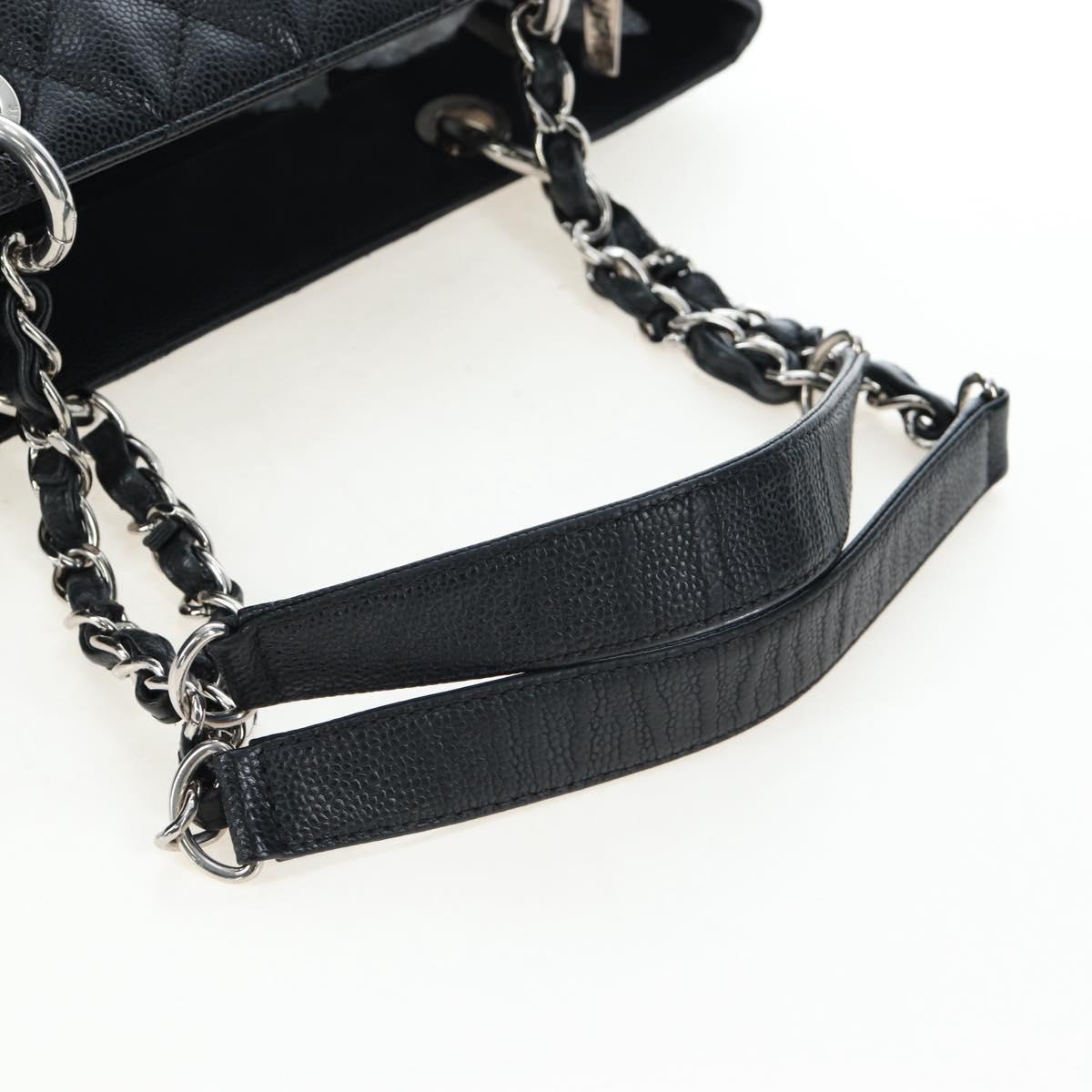 CHANEL Matelasse COCO Mark Chain Bag Caviar Skin Black Silver CC Auth ep15633V