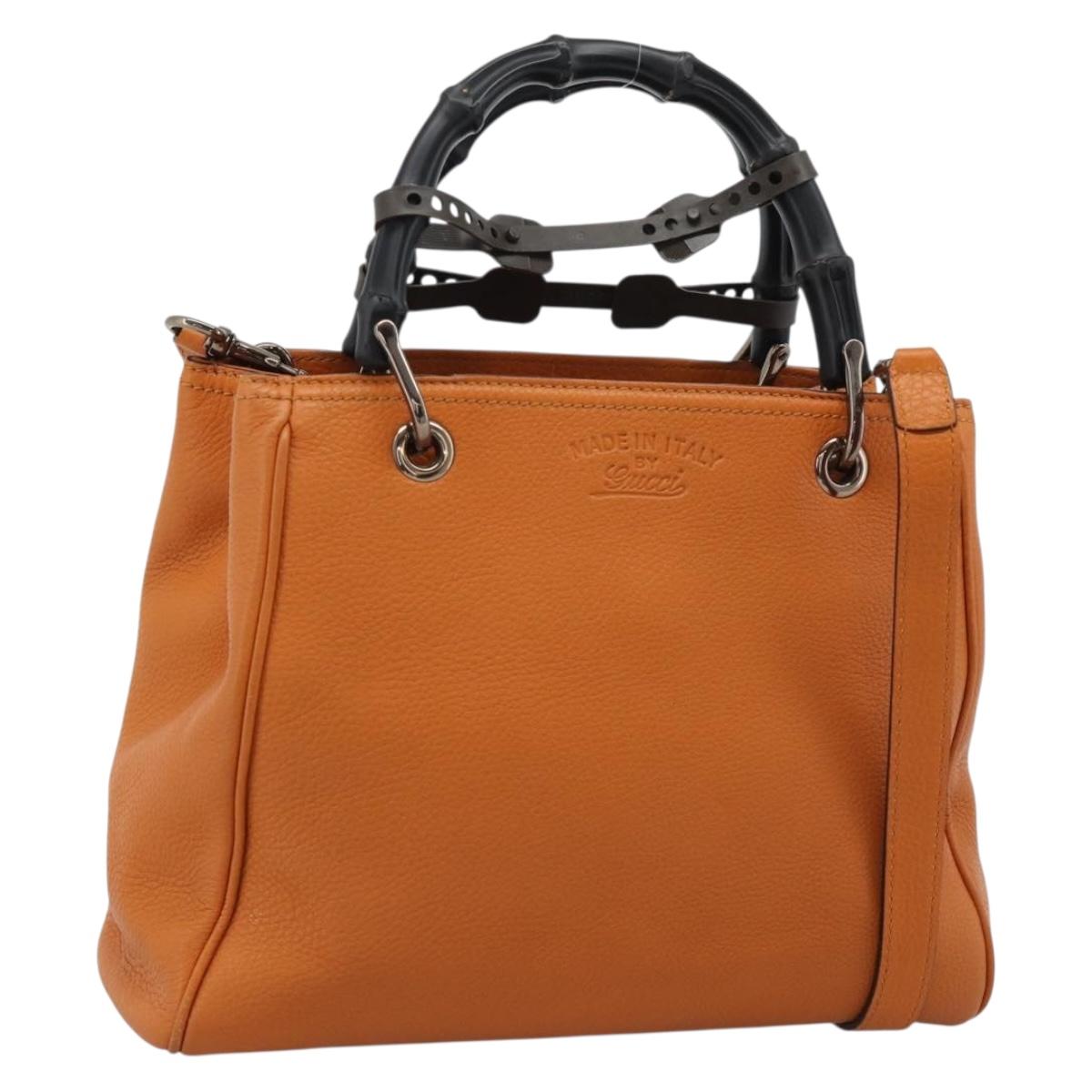 GUCCI Bamboo Hand Bag 2way Orange 336032 Auth ep15637A