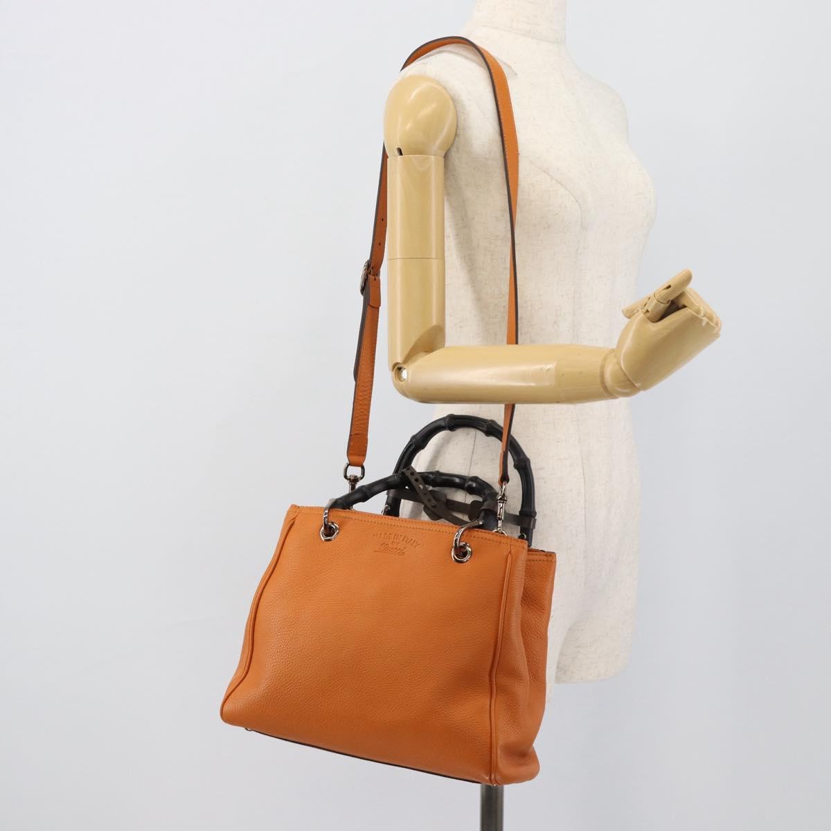 GUCCI Bamboo Hand Bag 2way Orange 336032 Auth ep15637A