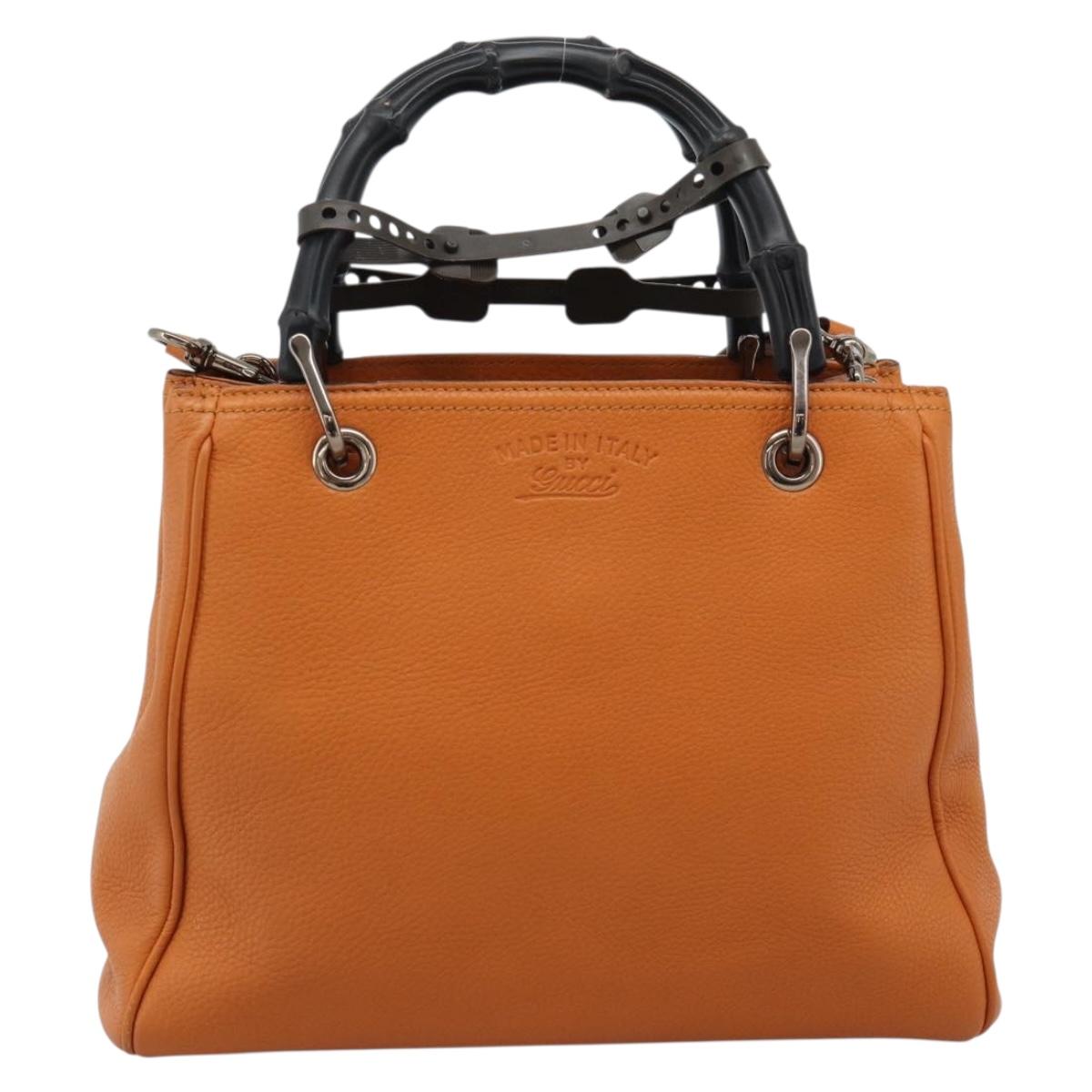 GUCCI Bamboo Hand Bag 2way Orange 336032 Auth ep15637A