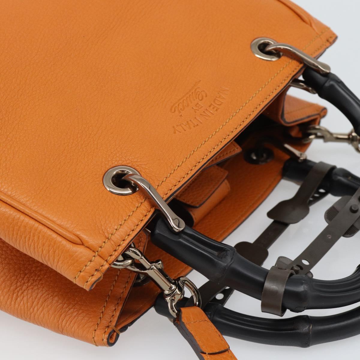 GUCCI Bamboo Hand Bag 2way Orange 336032 Auth ep15637A
