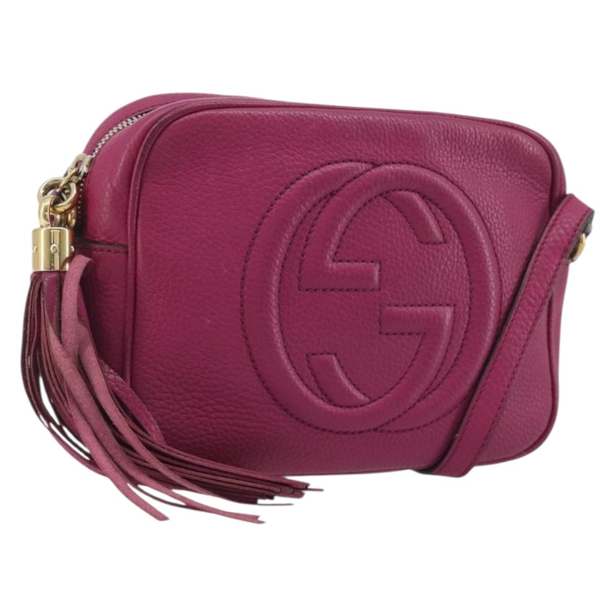 GUCCI Shoulder Bag Leather Purple Gold 308364 Auth ep15638