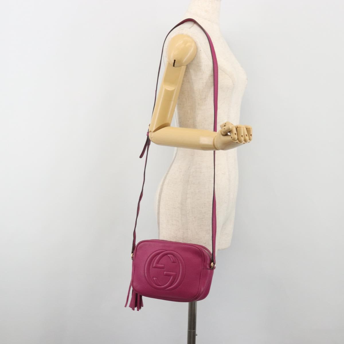 GUCCI Shoulder Bag Leather Purple Gold 308364 Auth ep15638