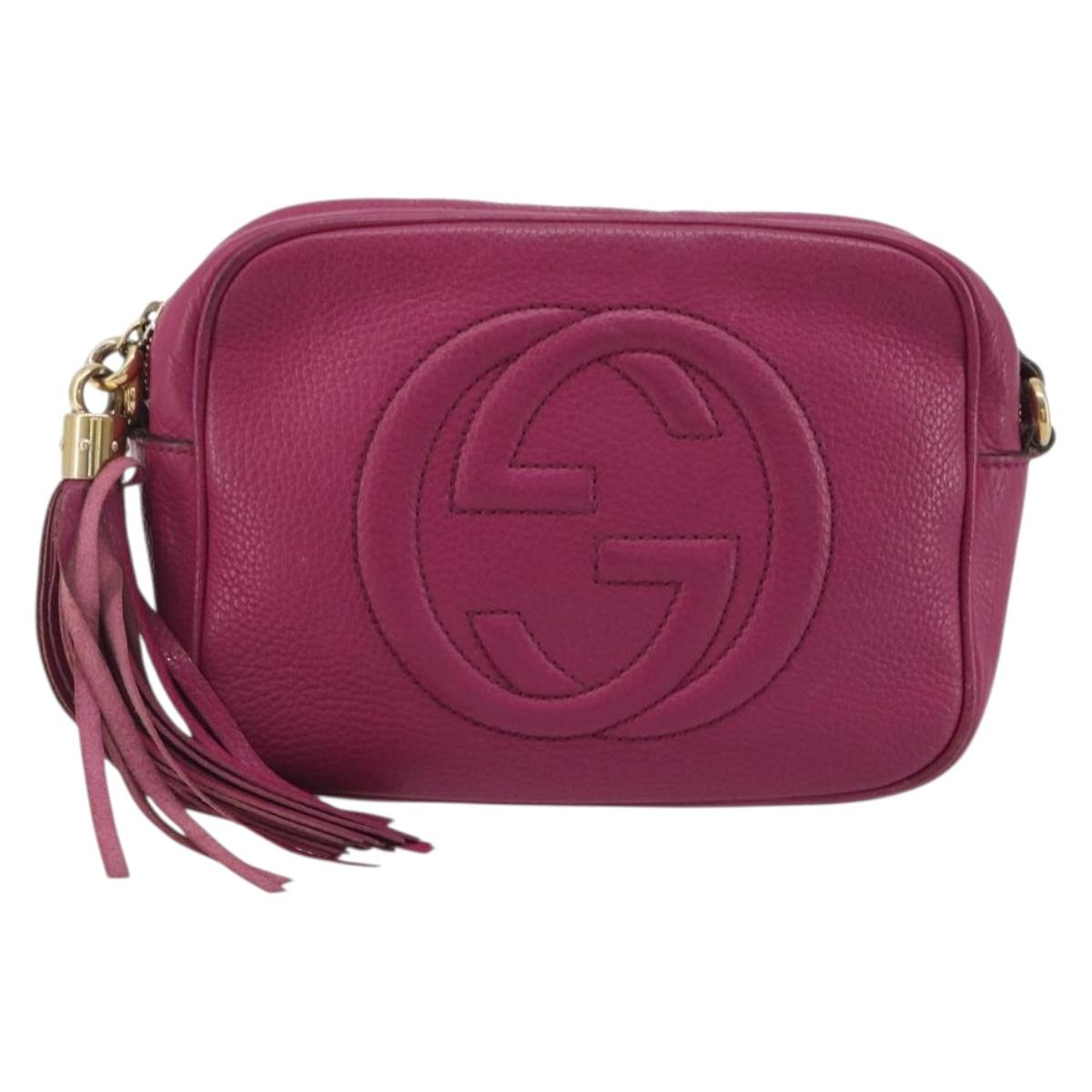 GUCCI Shoulder Bag Leather Purple Gold 308364 Auth ep15638