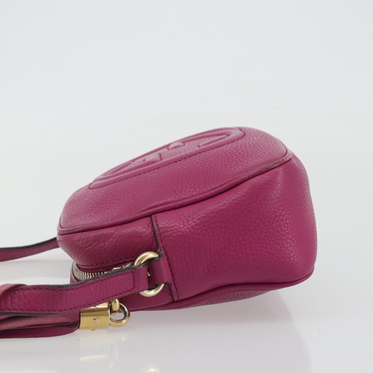 GUCCI Shoulder Bag Leather Purple Gold 308364 Auth ep15638