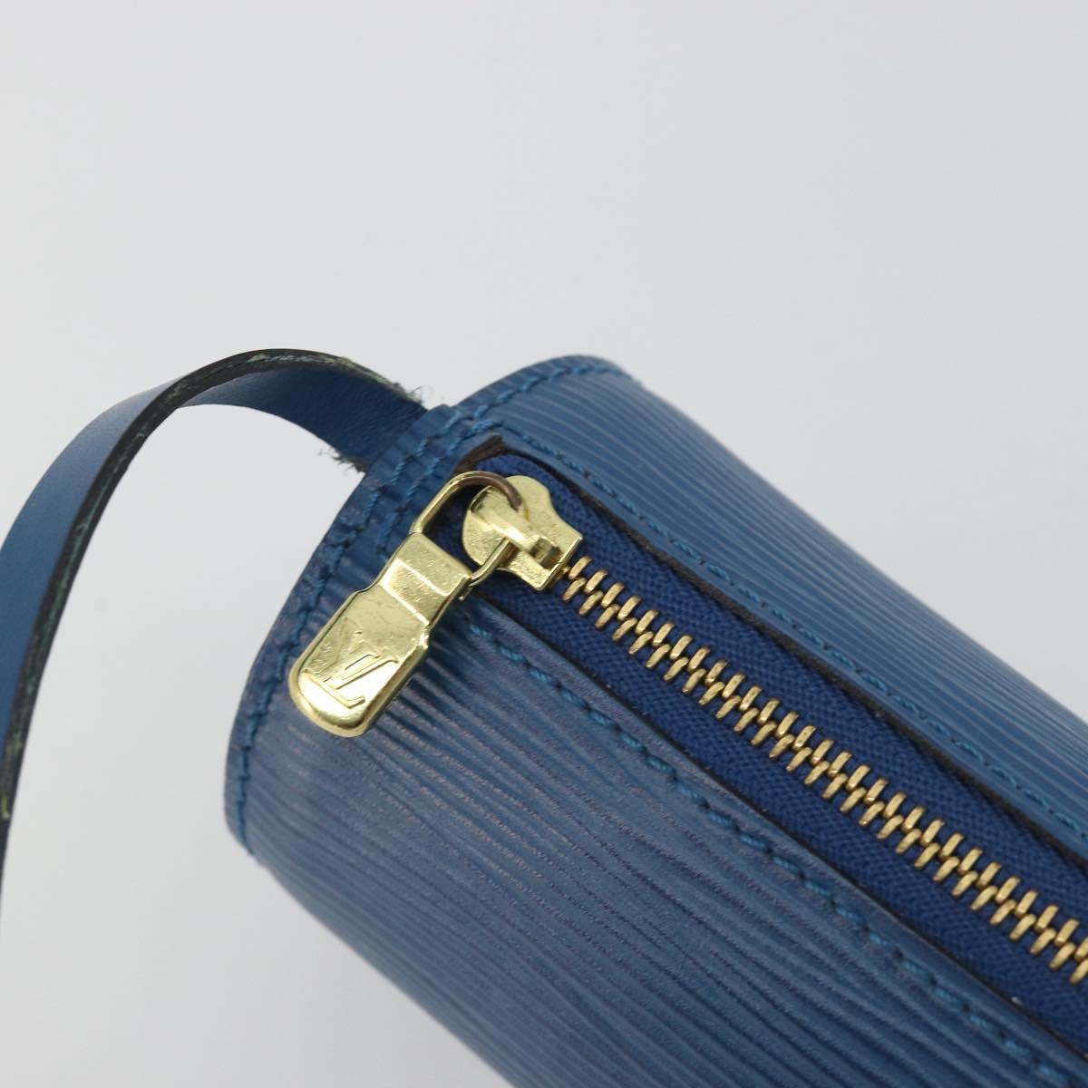LOUIS VUITTON Epi Soufflot Pouch Blue LV Auth ep15642