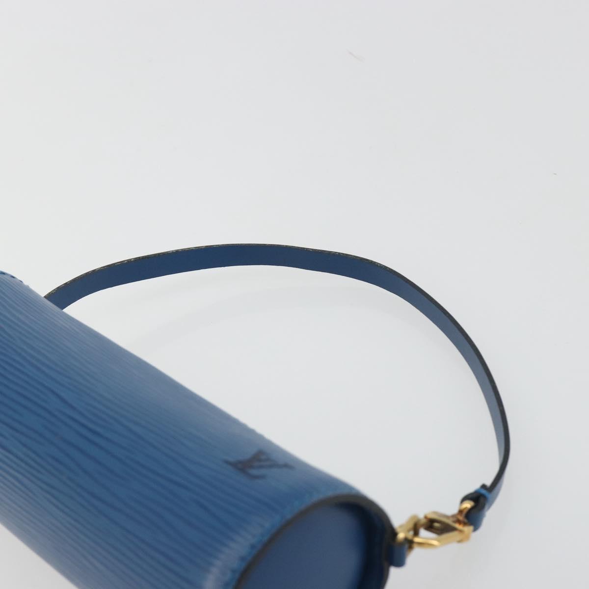 LOUIS VUITTON Epi Soufflot Pouch Blue LV Auth ep15642