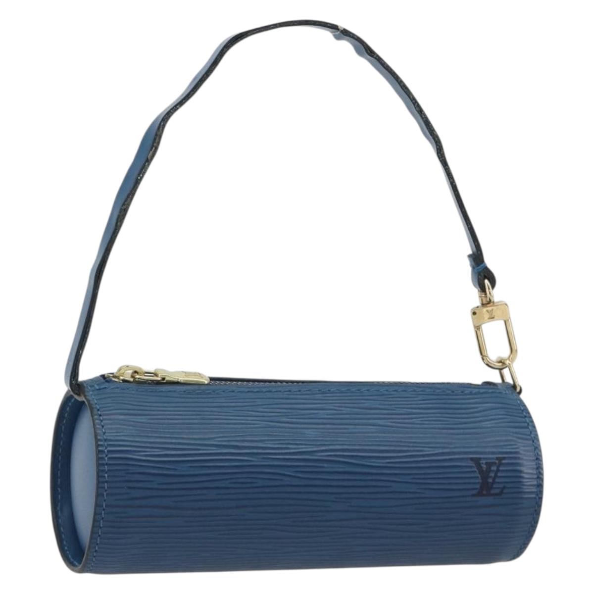 LOUIS VUITTON Epi Soufflot Pouch Blue LV Auth ep15643