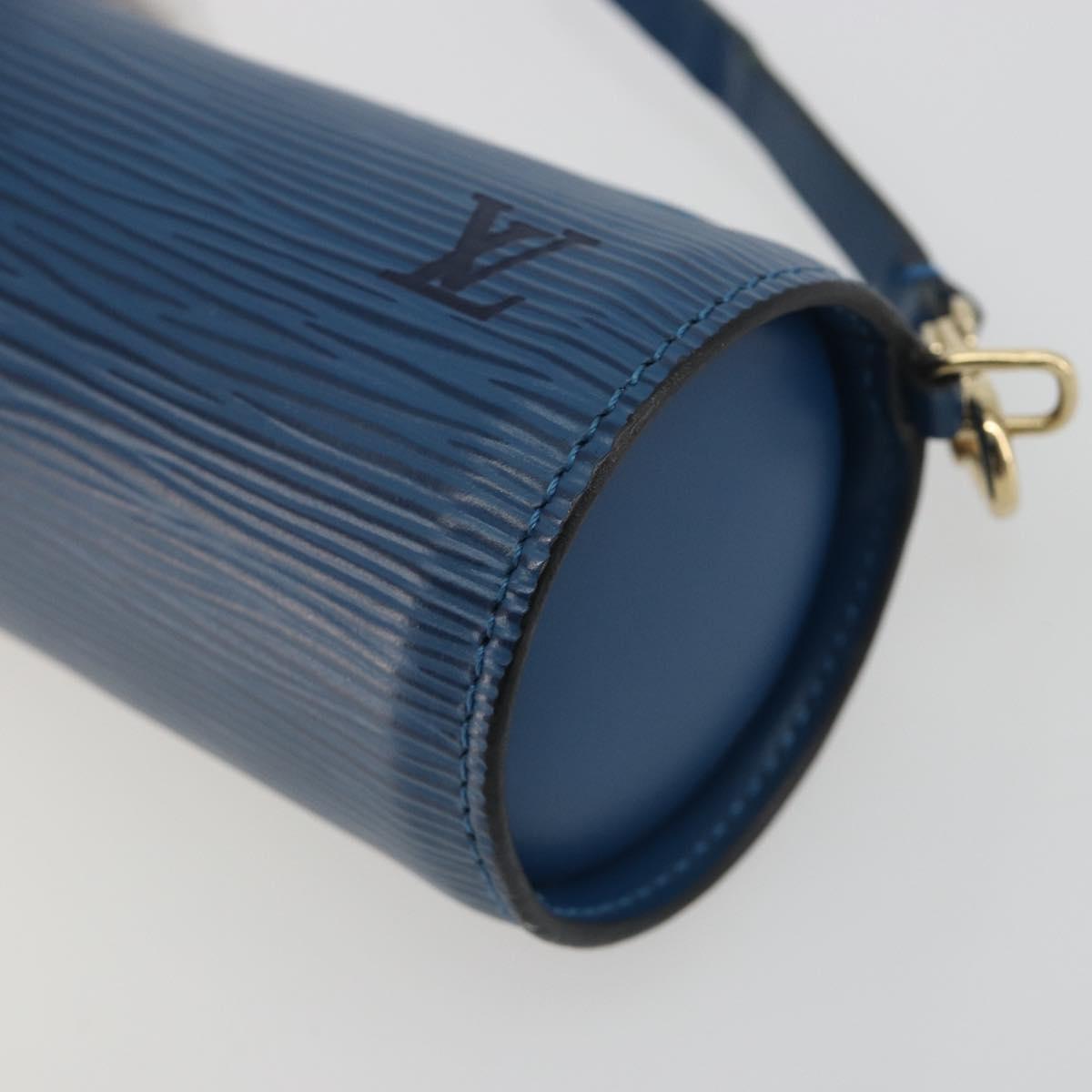 LOUIS VUITTON Epi Soufflot Pouch Blue LV Auth ep15643