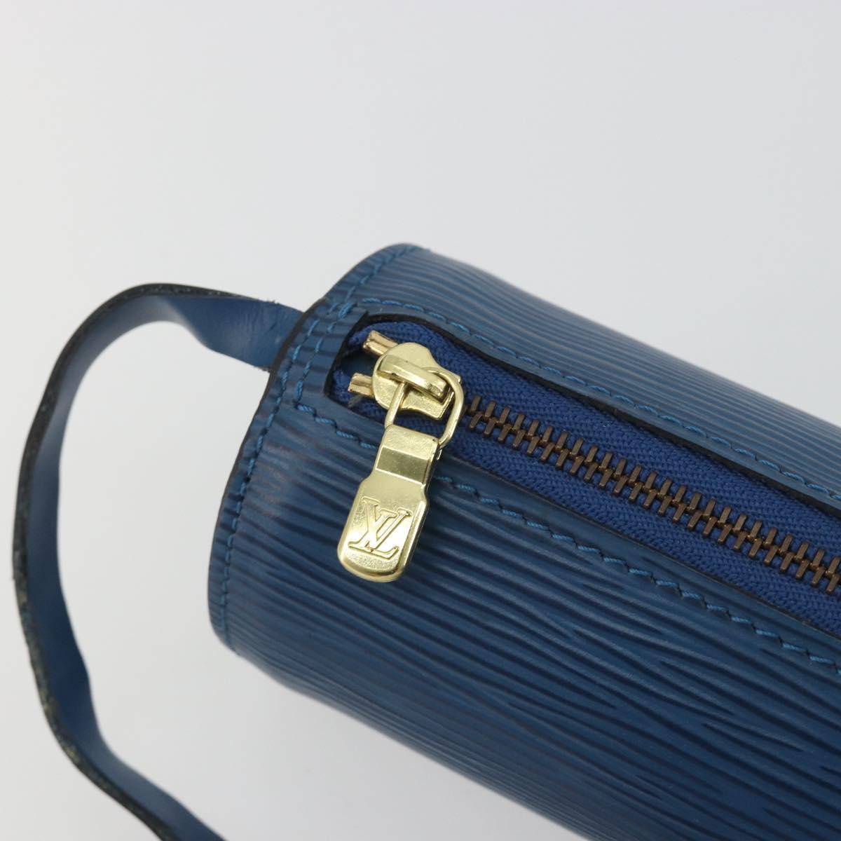 LOUIS VUITTON Epi Soufflot Pouch Blue LV Auth ep15643