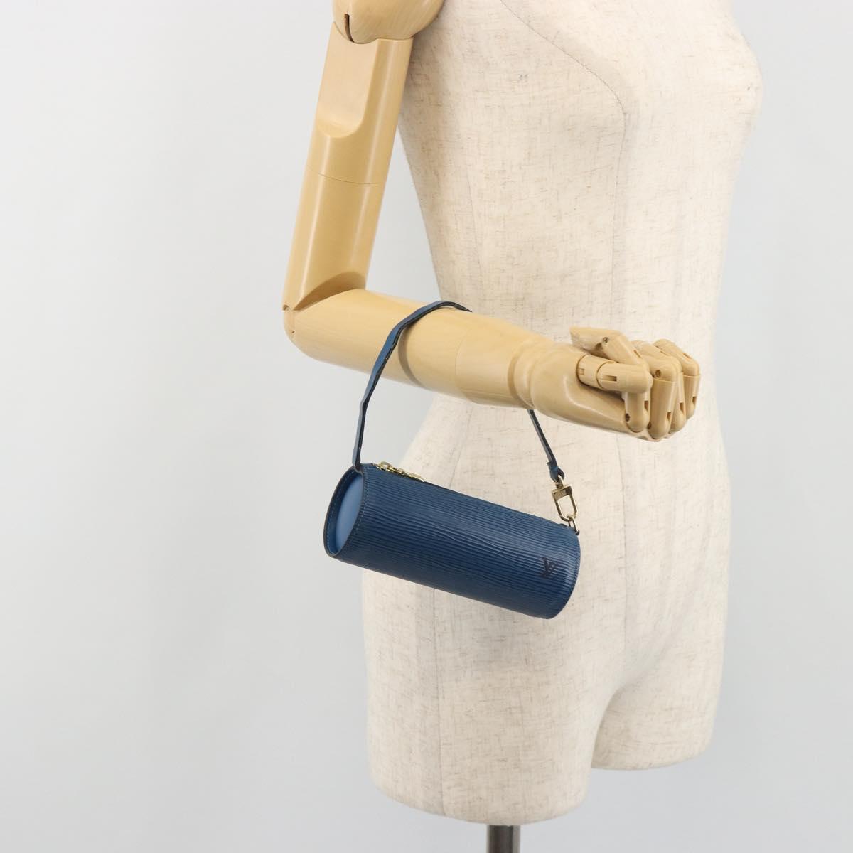 LOUIS VUITTON Epi Soufflot Pouch Blue LV Auth ep15643