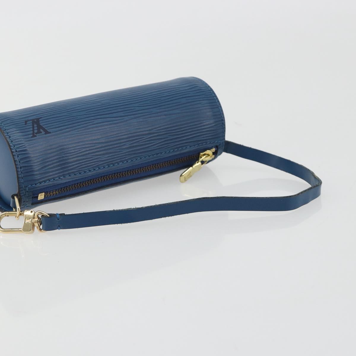 LOUIS VUITTON Epi Soufflot Pouch Blue LV Auth ep15643