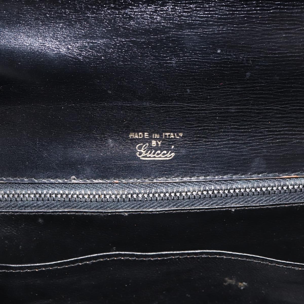 GUCCI Hand Bag Leather Black Gold Tone Auth ep15645