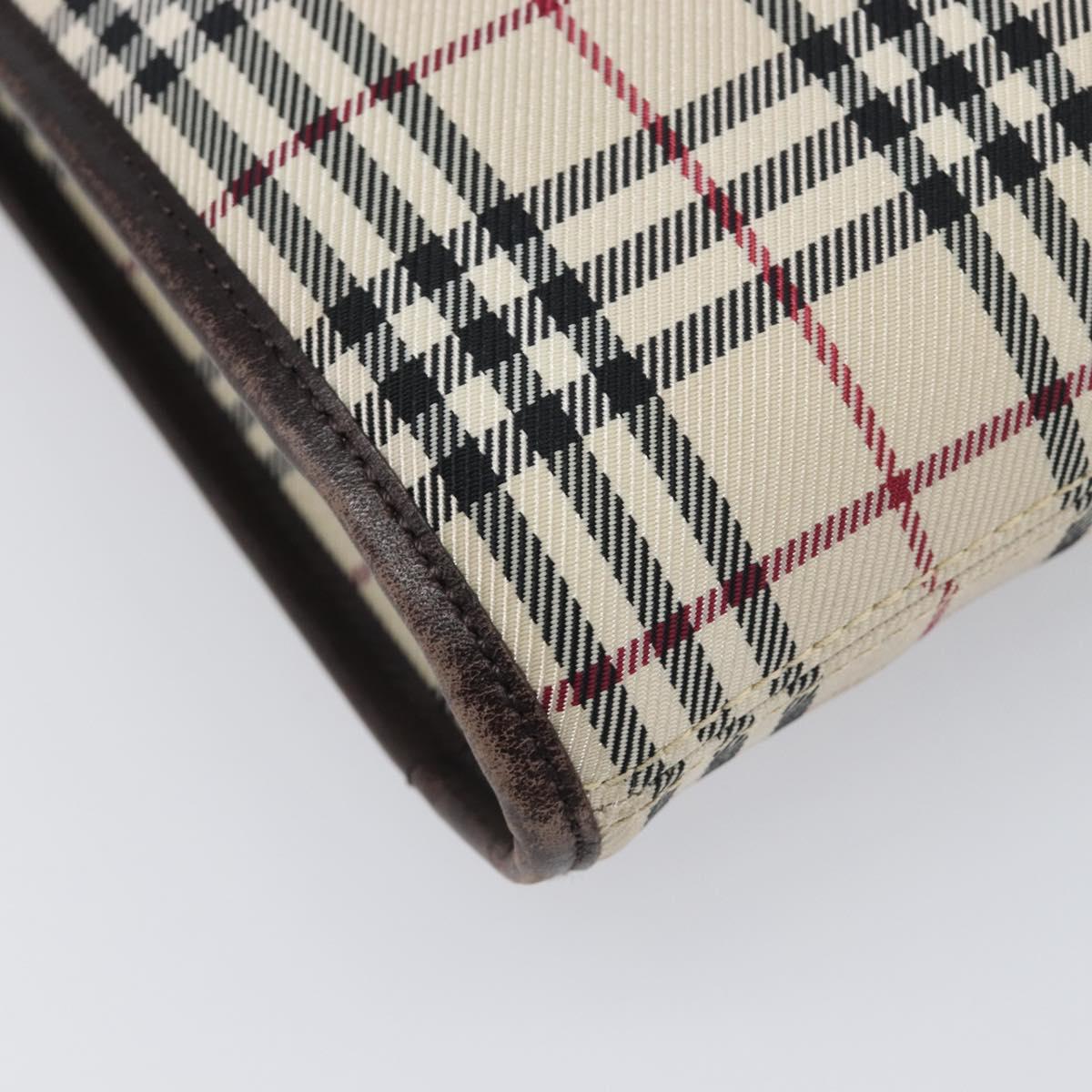 BURBERRY Nova Check Shoulder Bag Canvas Beige Silver Auth ep15646