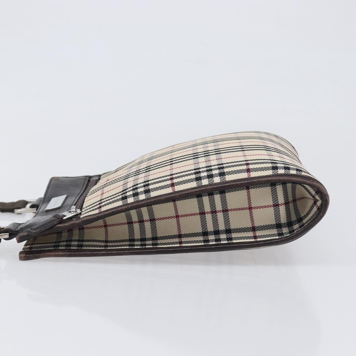 BURBERRY Nova Check Shoulder Bag Canvas Beige Silver Auth ep15646