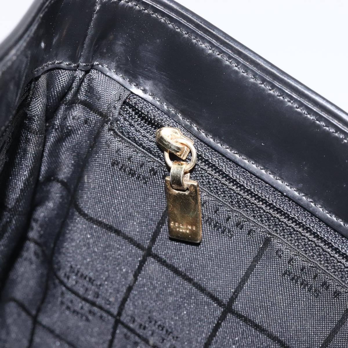 CELINE Macadam Hand Bag Vinyl Brown Black Auth ep15650