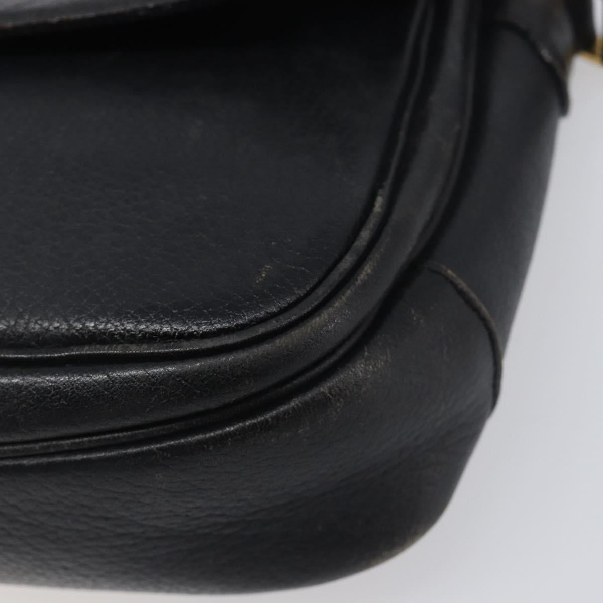 Burberrys Shoulder Bag Leather Black Gold Tone Auth ep15651