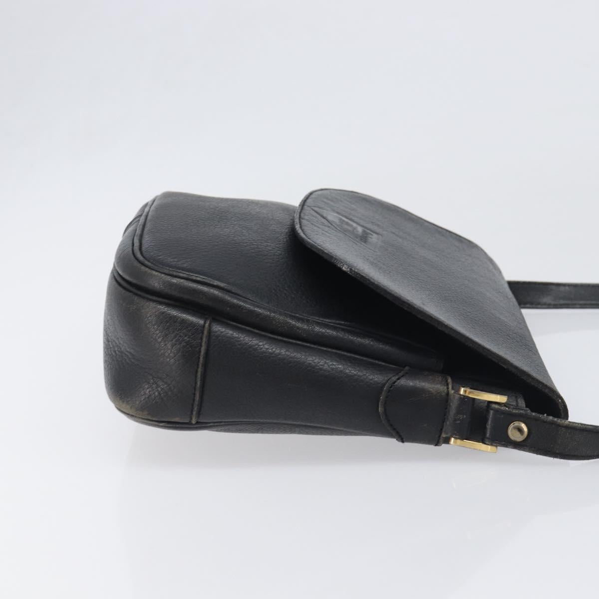 Burberrys Shoulder Bag Leather Black Gold Tone Auth ep15651