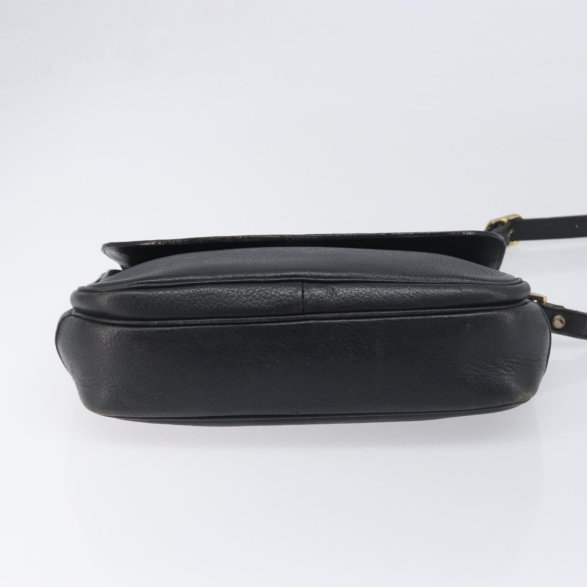 Burberrys Shoulder Bag Leather Black Gold Tone Auth ep15651