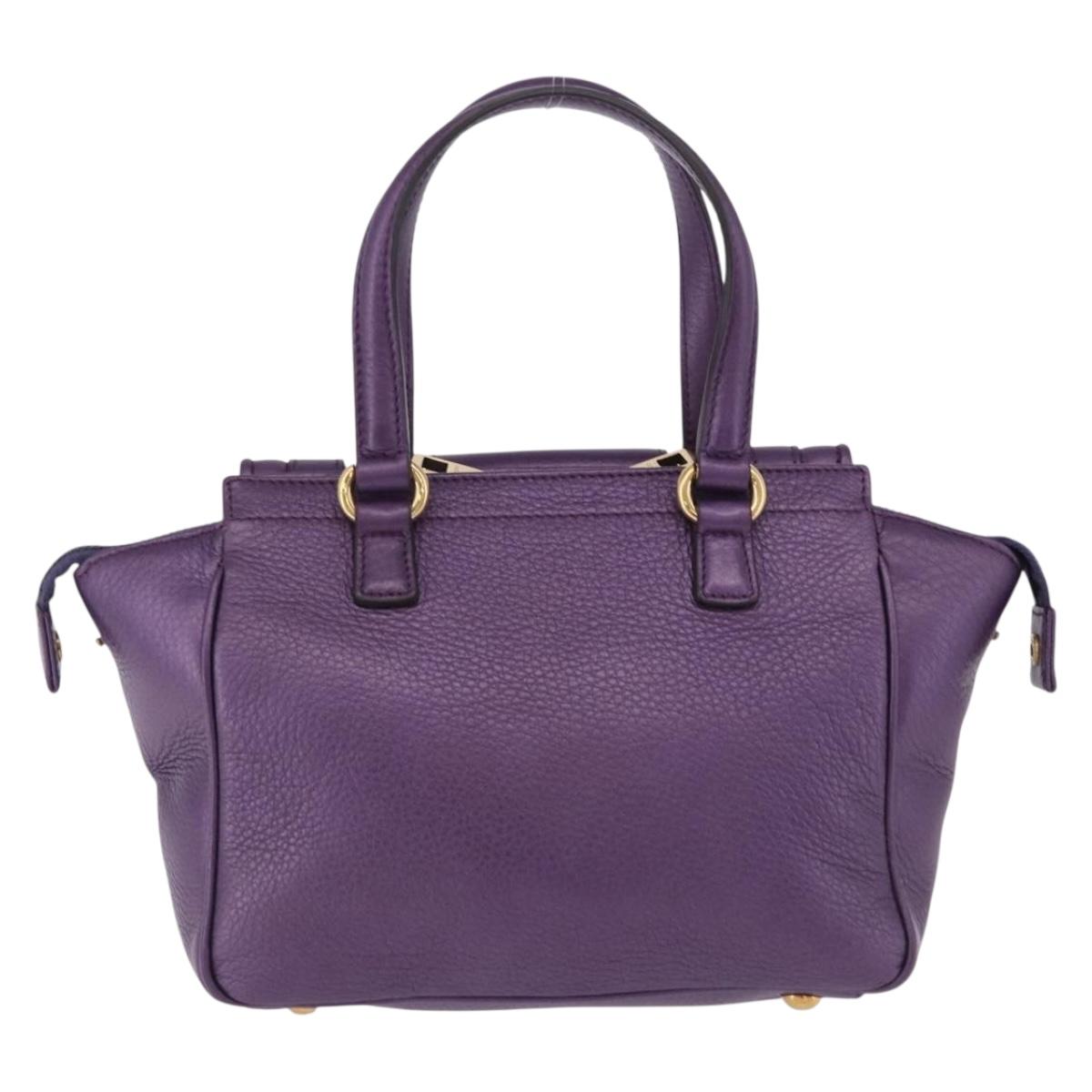 GUCCI Hand Bag Leather Purple Gold Tone 282481 Auth ep15662V