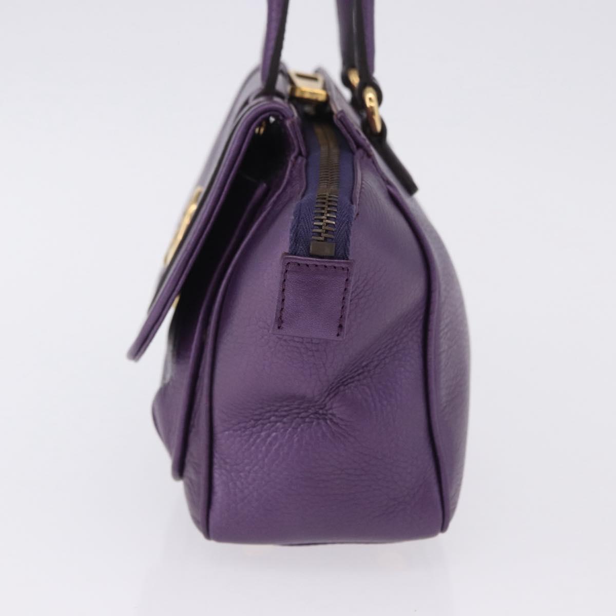 GUCCI Hand Bag Leather Purple Gold Tone 282481 Auth ep15662V